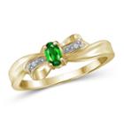 Womens Diamond Accent Green Chrome Diopside Gold Over Silver Delicate Ring