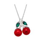 Crystal Sterling Silver Cherry Pendant Necklace