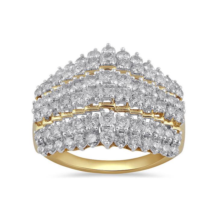 Womens 2 Ct. T.w. Yellow Diamond 10k Gold Cocktail Ring