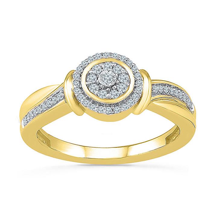 Promise My Love Womens 1/5 Ct. T.w. Genuine Round White Diamond Gold Over Silver Promise Ring