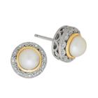 Diamond Accent White Pearl 14k Gold Sterling Silver Stud Earrings