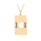 Personalized 10k Yellow Gold Rectangular Heart Cutout Pendant Necklace
