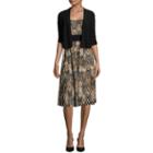Perceptions 3/4-sleeve Chevron Pring Bolero Jacket Dress