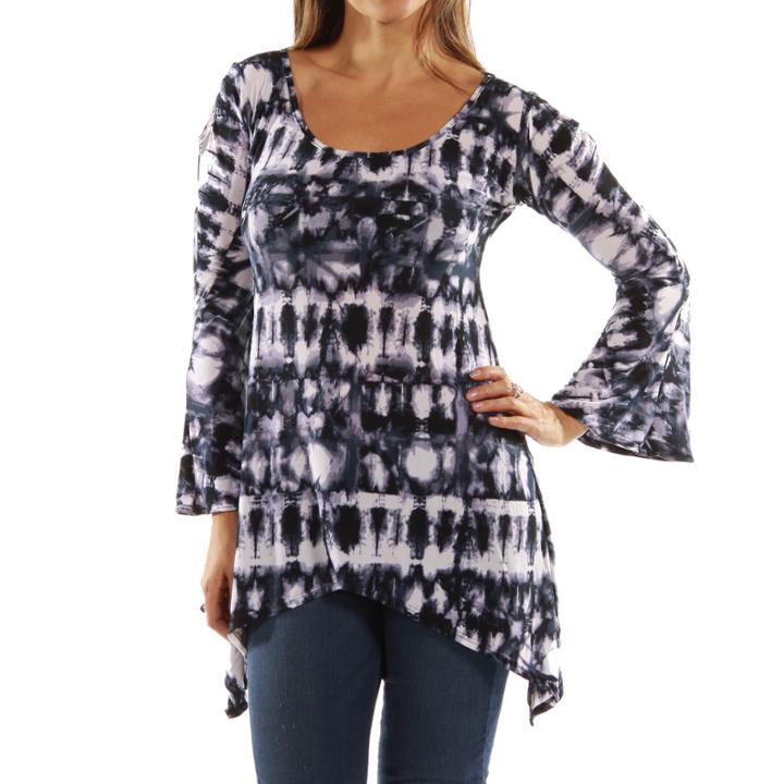 24/7 Comfort Apparel Fantasy Batik Tunic Top
