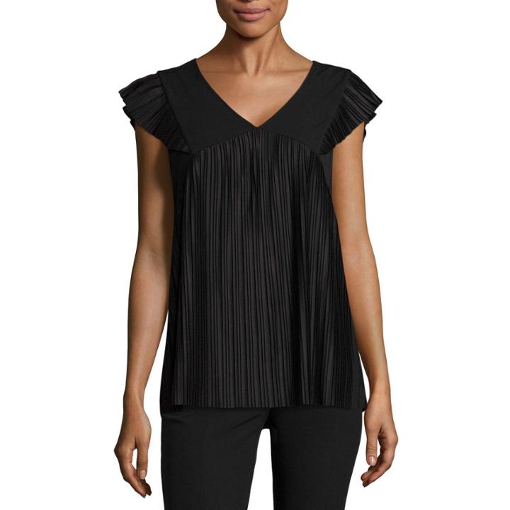 Worthington Pleated Flounce Sleeve Top