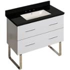36-in. W Floor Mount White Vanity Set For 3h8-in. Drilling Black Galaxy Top Biscuit Um Sink