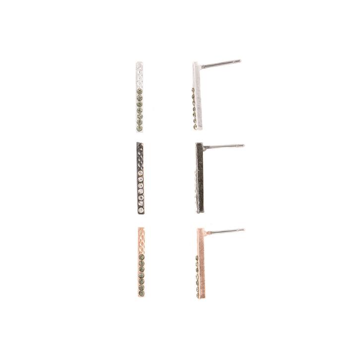 A.n.a 3-pr. Tri-tone Bar Earring Set