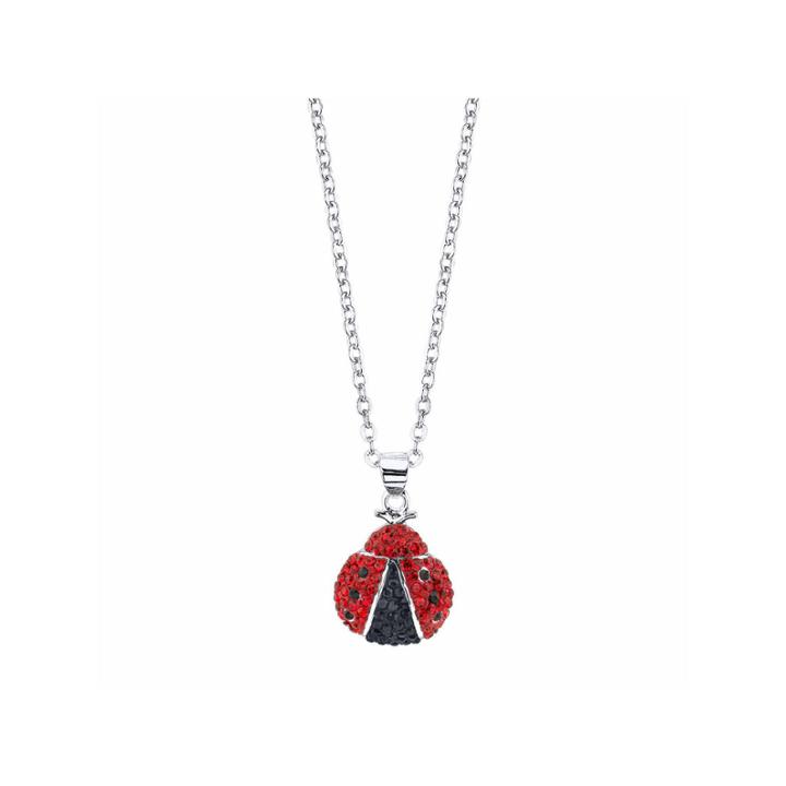 Sparkle Allure Womens Red Silver Over Brass Pendant Necklace