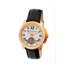 Heritor Automatic Franklin Mens Semi-skeleton Leather-rose Gold/silver Watches