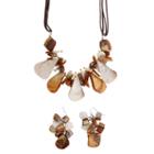 2-pc. Brown & Cream Shell Cluster Necklace & Earrings Jewelry Set