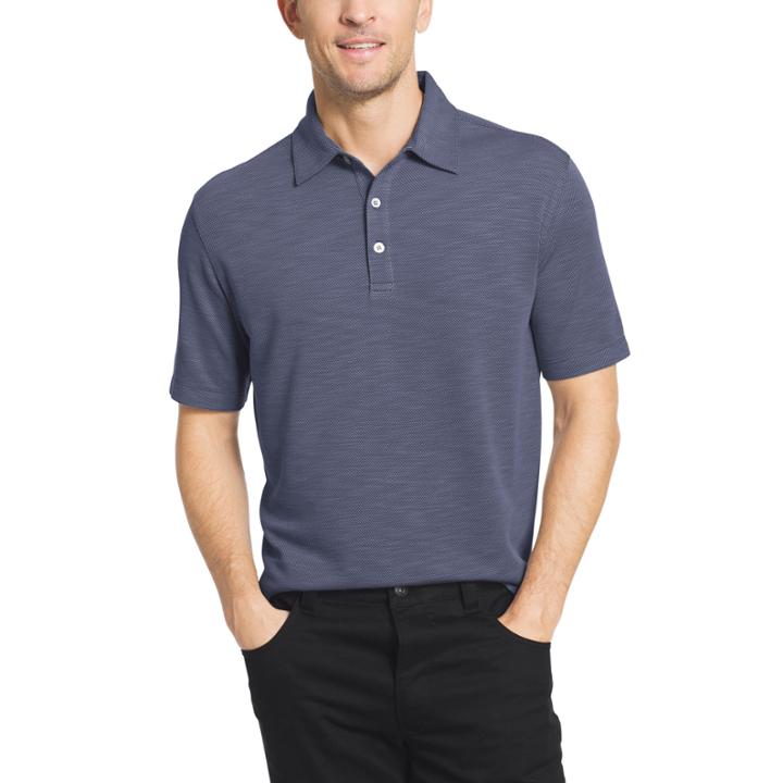 Van Heusen Short Sleeve Two Tone Slub Textured Polo Shirt