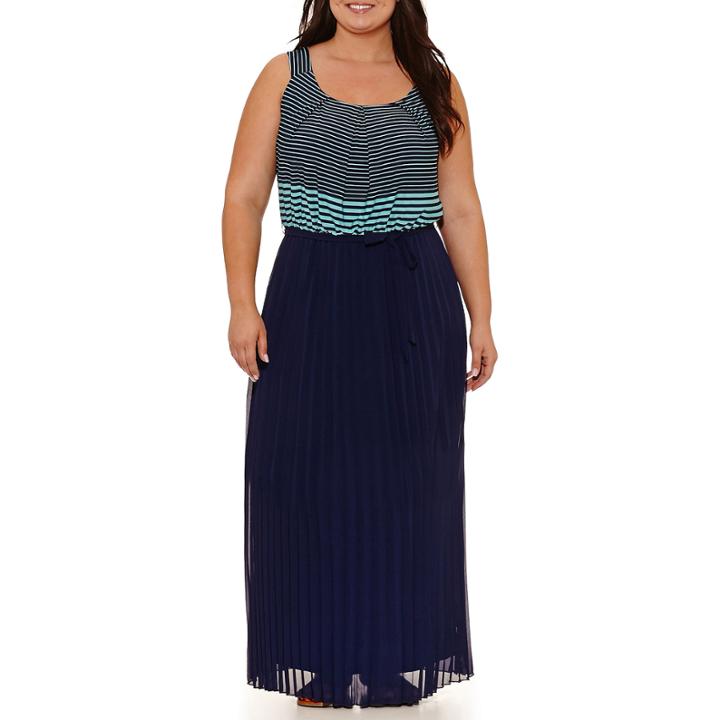 Robbie Bee Sleeveless Stripe Maxi Dress-plus