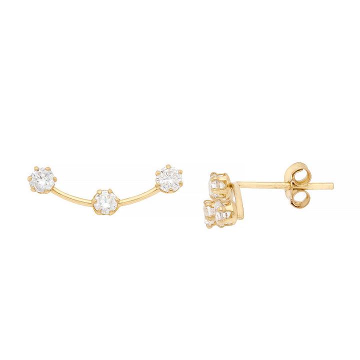 Itsy Bitsy 3 Station Earring Lab Created Clear 14k Gold Over Silver 7.8mm Stud Earrings
