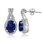 Lab Created Blue Sapphire 18mm Round Stud Earrings