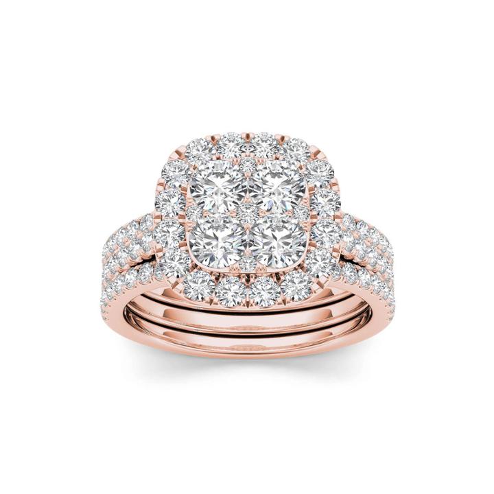 2 Ct. T.w. Diamond 14k Rose Gold Bridal Ring Set