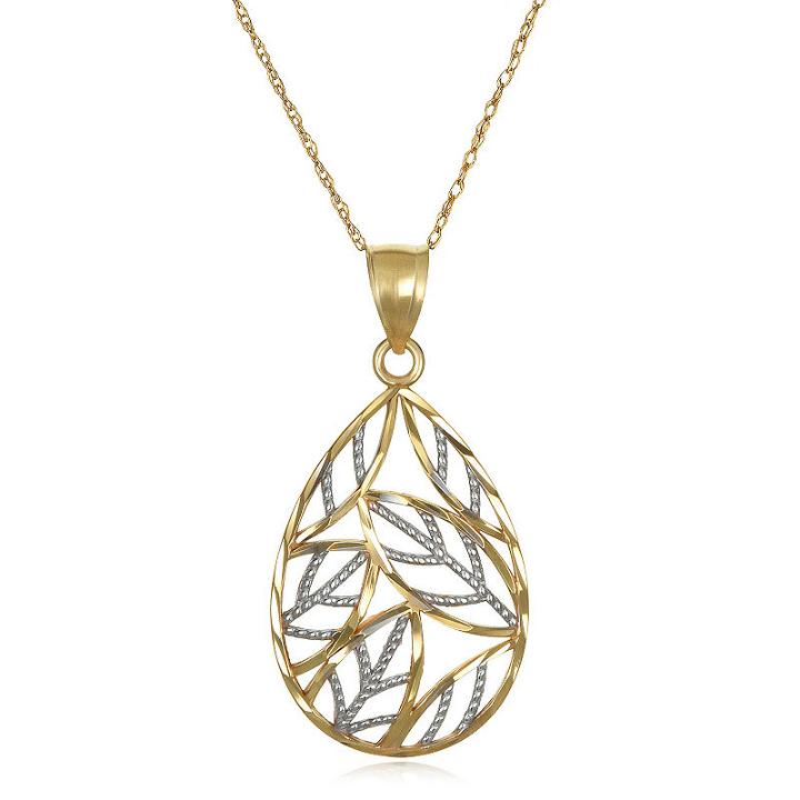 Womens 10k Gold Pear Pendant Necklace