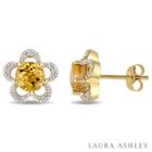 Laura Ashley Diamond Accent Round Yellow Citrine 10k Gold Stud Earrings
