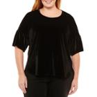 Liz Claiborne Velvet Tulip Sleeve T-shirt-womens Plus