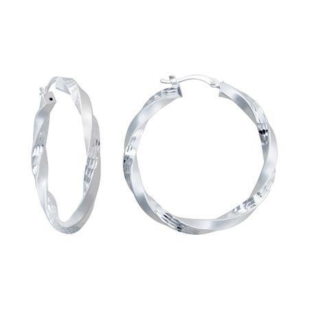 Sterling Silver Twisted, Dual-surface Hoop Earrings