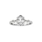 Womens Diamond Accent Genuine White Topaz Sterling Silver Delicate Ring