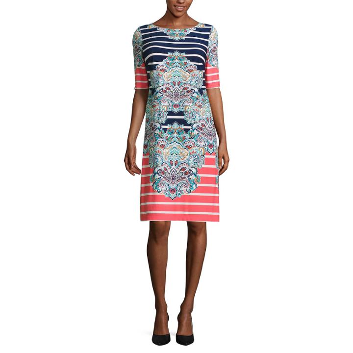 R & K Originals Elbow Sleeve Pattern Shift Dress