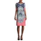 R & K Originals Elbow Sleeve Pattern Shift Dress