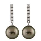 Splendid Pearls 1/5 Ct. T.w. White Pearl 14k Gold Drop Earrings