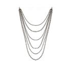 1928 6-row Black And Gold-tone Layered Chain Necklace