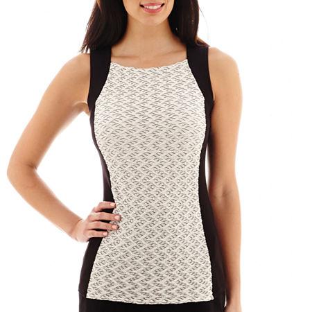Liz Claiborne Sleeveless Jacquard Knit Squareneck Tank Top