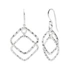 Sterling Silver Hammered Double Diamond-shaped Earrings