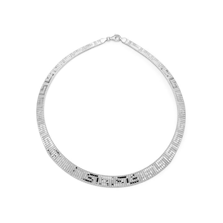 Made In Italy Sterling Silver Greek Key Cleopatra Necklace