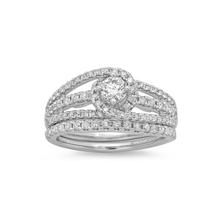 Modern Bride Signature 1 Ct. T.w. Certified Diamond 14k White Gold Bridal Ring Set