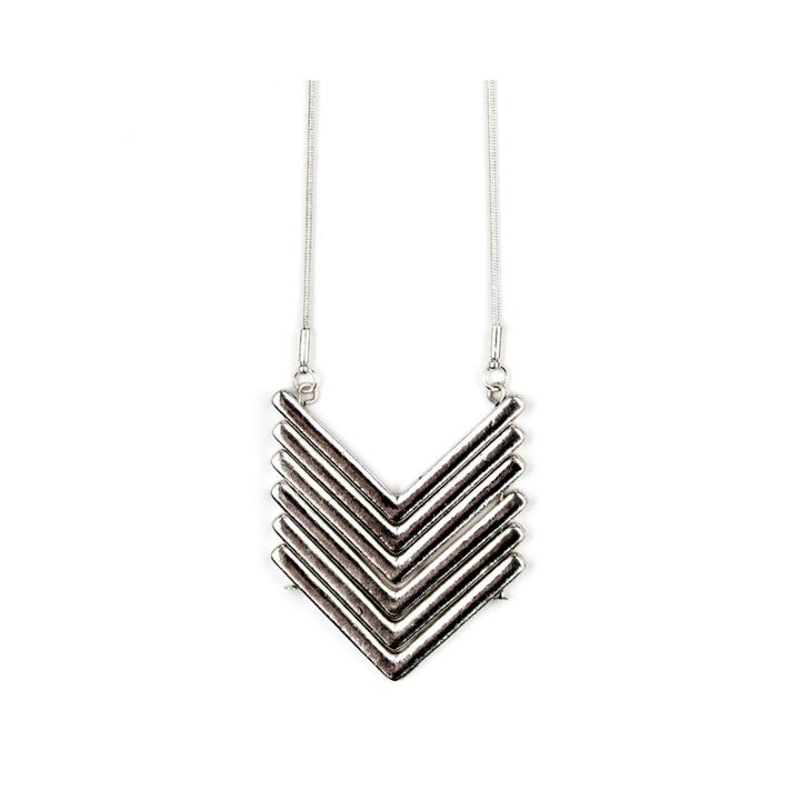 Arizona Silver-tone Chevron Snake Chain Necklace