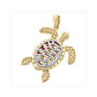 14k Two-tone Gold Turtle Charm Pendant