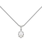Womens Diamond Accent White Cultured Freshwater Pearls Sterling Silver Pendant Necklace