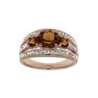 Brown And White Crystal 18k Rose Gold Over Silver 3-stone Ring