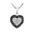 1/3 Ct. T.w. White And Color-enhanced Black Diamond Heart Pendant Necklace