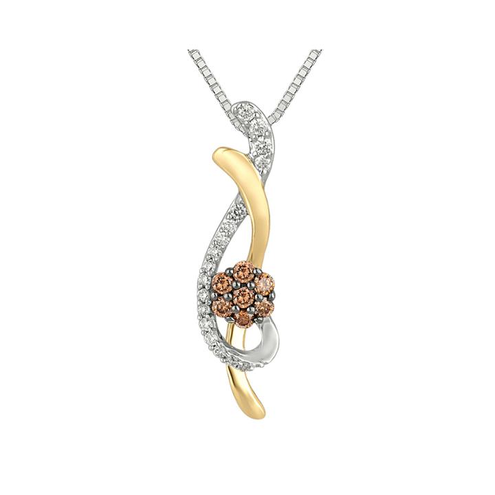 1/4 Ct. T.w. White And Champagne Diamond Pendant Necklace