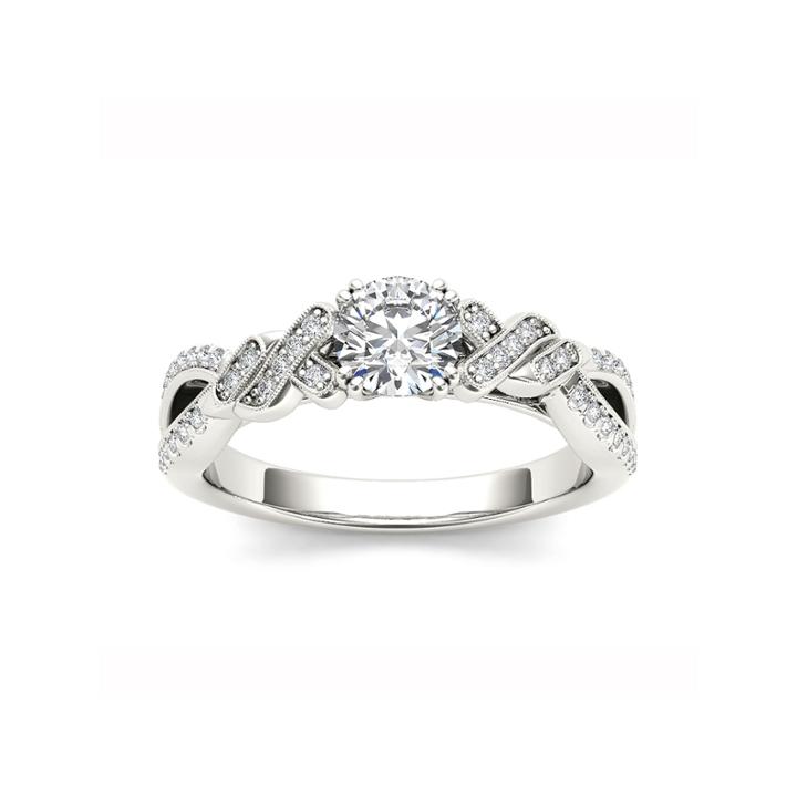 Womens Round White Diamond
