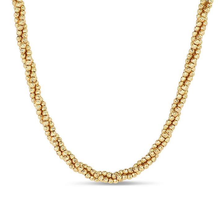 Womens 18k Gold Over Silver Beaded Necklace
