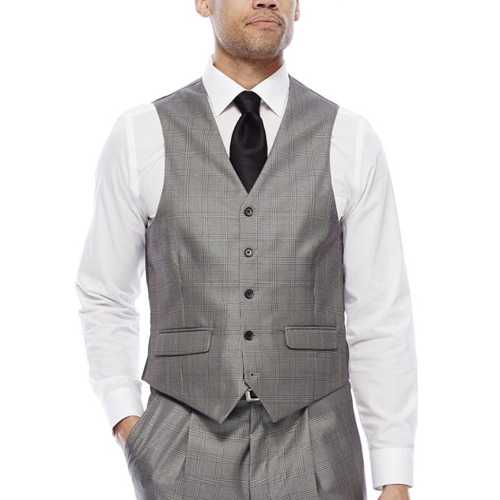 Steve Harvey Black & White Plaid Vest - Classic