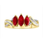 Womens Red Ruby 10k Gold Cocktail Ring