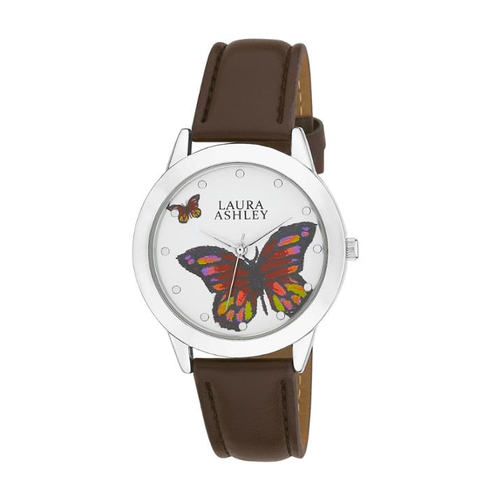 Laura Ashley Ladies Silver Butterfly Dial Watch La31014ss