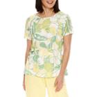 Alfred Dunner Bahama Bays Short Sleeve Lace Yoke T-shirt