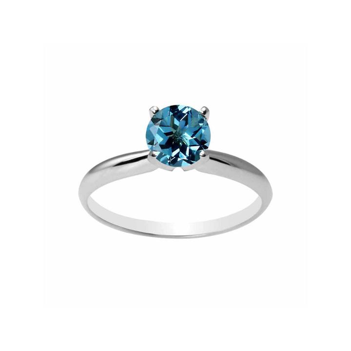 Womens Blue Blue Topaz 14k Gold Solitaire Ring