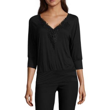 By & By 3/4 Sleeve U Neck Blouse-juniors
