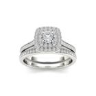 3/4 Ct. T.w. Diamond Halo 10k White Gold Bridal Ring Set