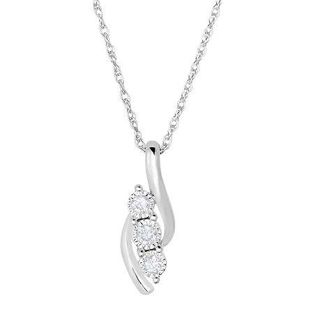 Trumiracle 1/5 Ct. T.w. Diamond Sterling Silver 3-stone Pendant Necklace