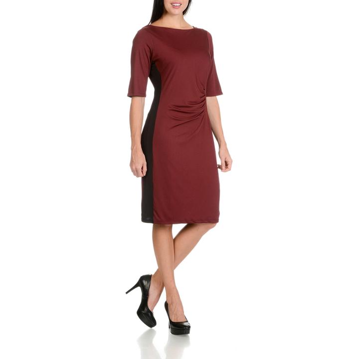 Larry Levine Side Shirred Half Sleeve Dress