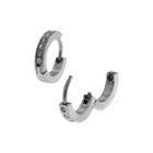 Cubic Zirconia Stainless Steel Huggie 12.7mm Hoop Earrings